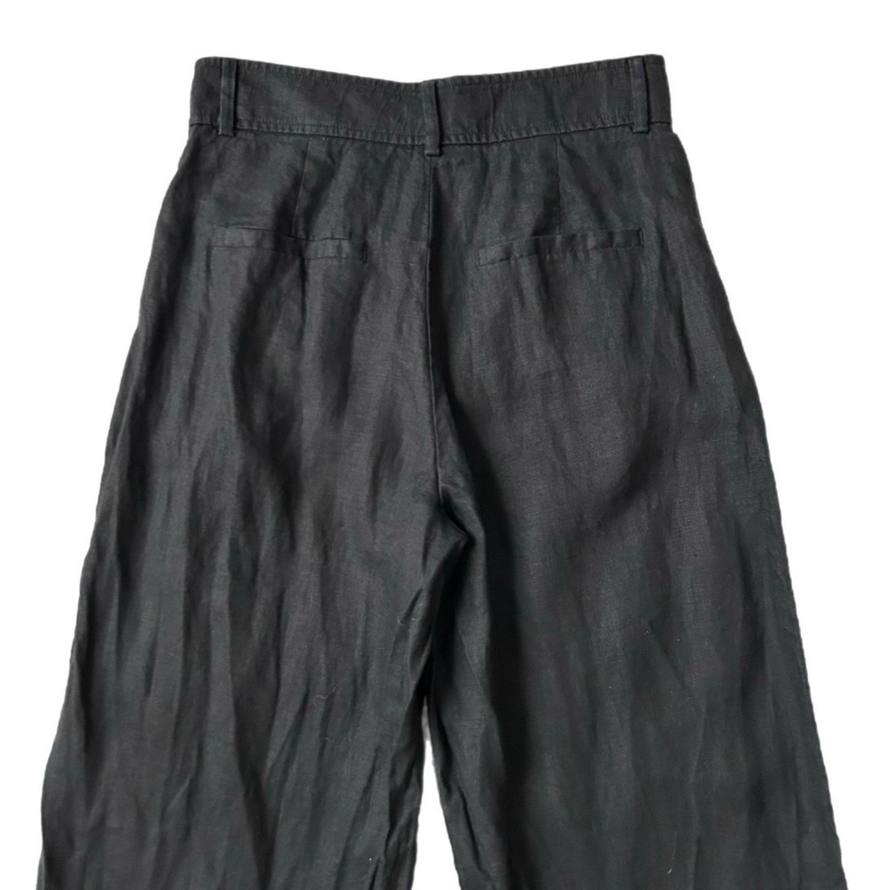 Everlane Black 100% European Flax Linen Pleated Wide Leg High Rise Pants Size 2 - Picture 5 of 7